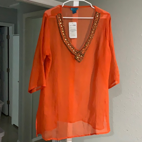 Aqua Blu Swim Stunning Sheer Beach Cover Up Xl But Runs Smaller